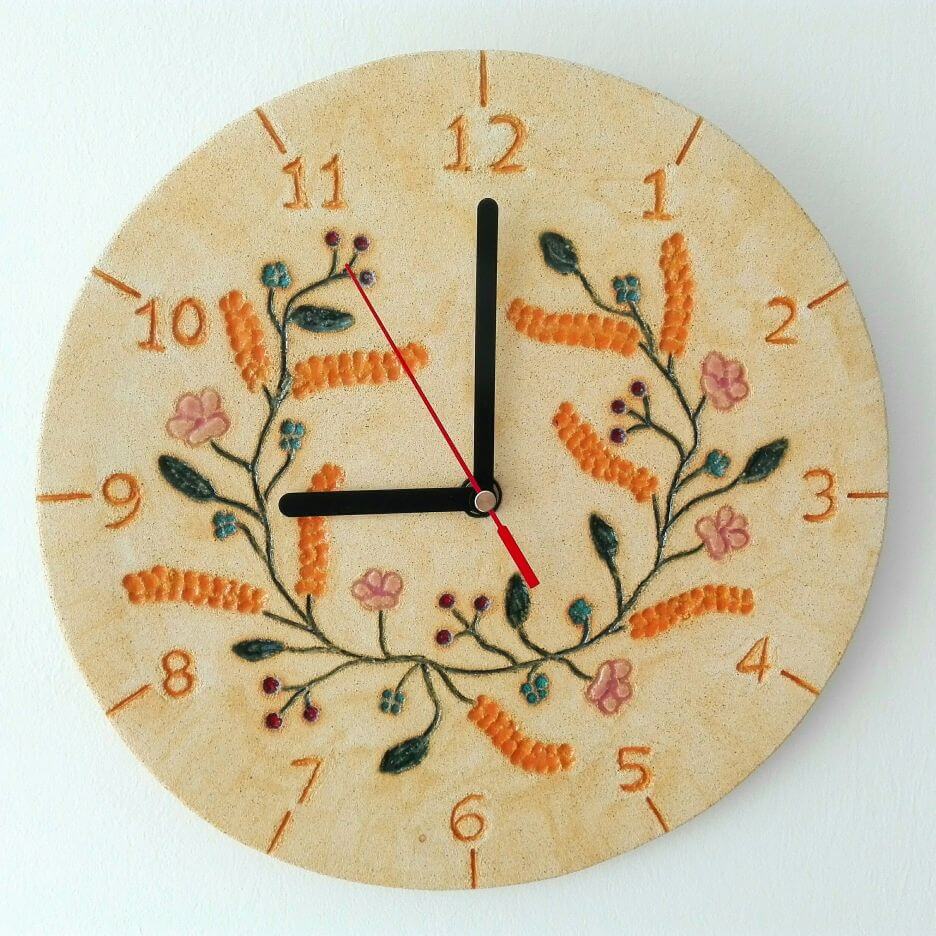 zegar lipcowy wianek kłosy kwiaty zboże