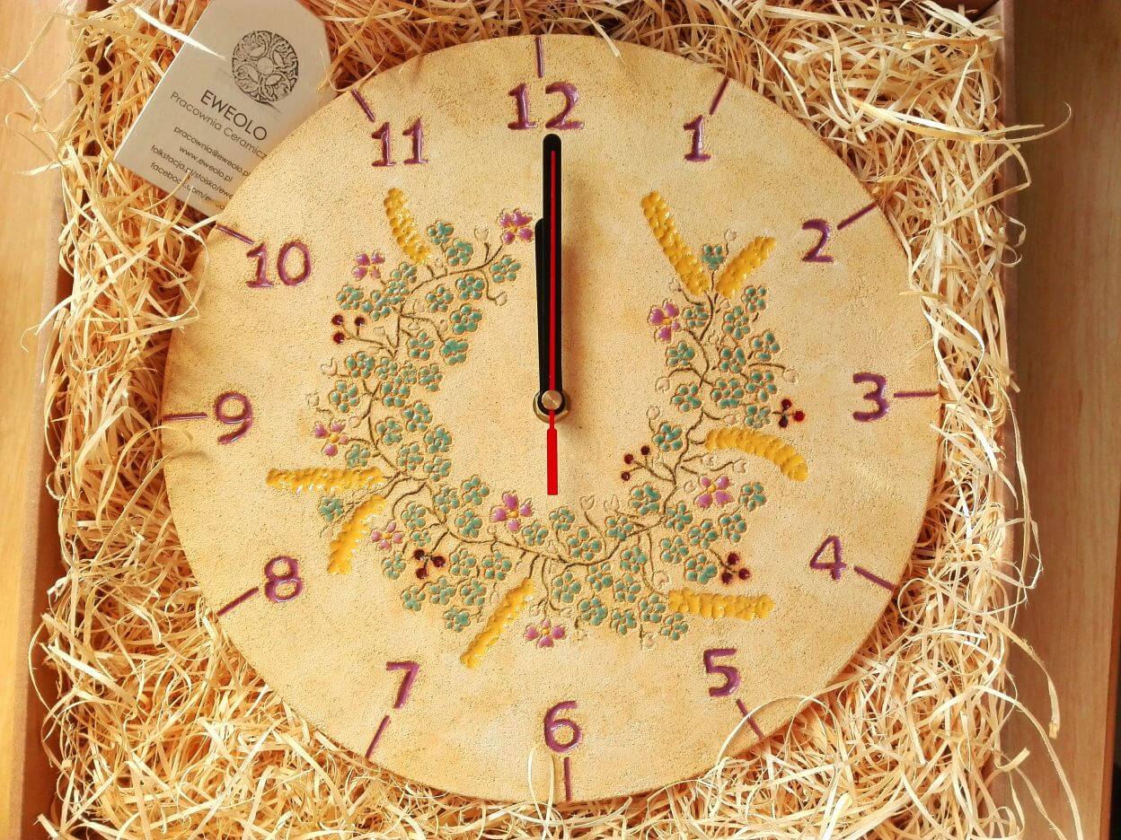 zegar wianek niezapominajki klosy zboza