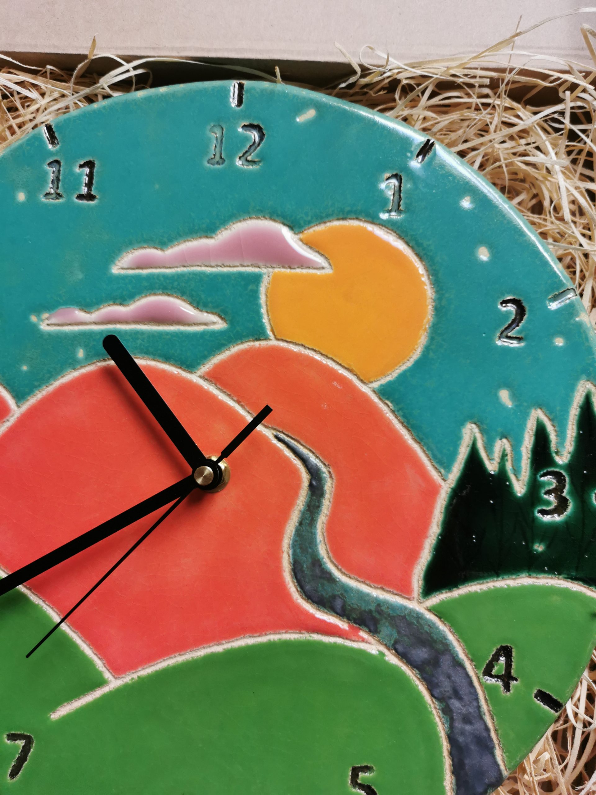 lato w górach i dolinach zegar ścienny rękodzieło