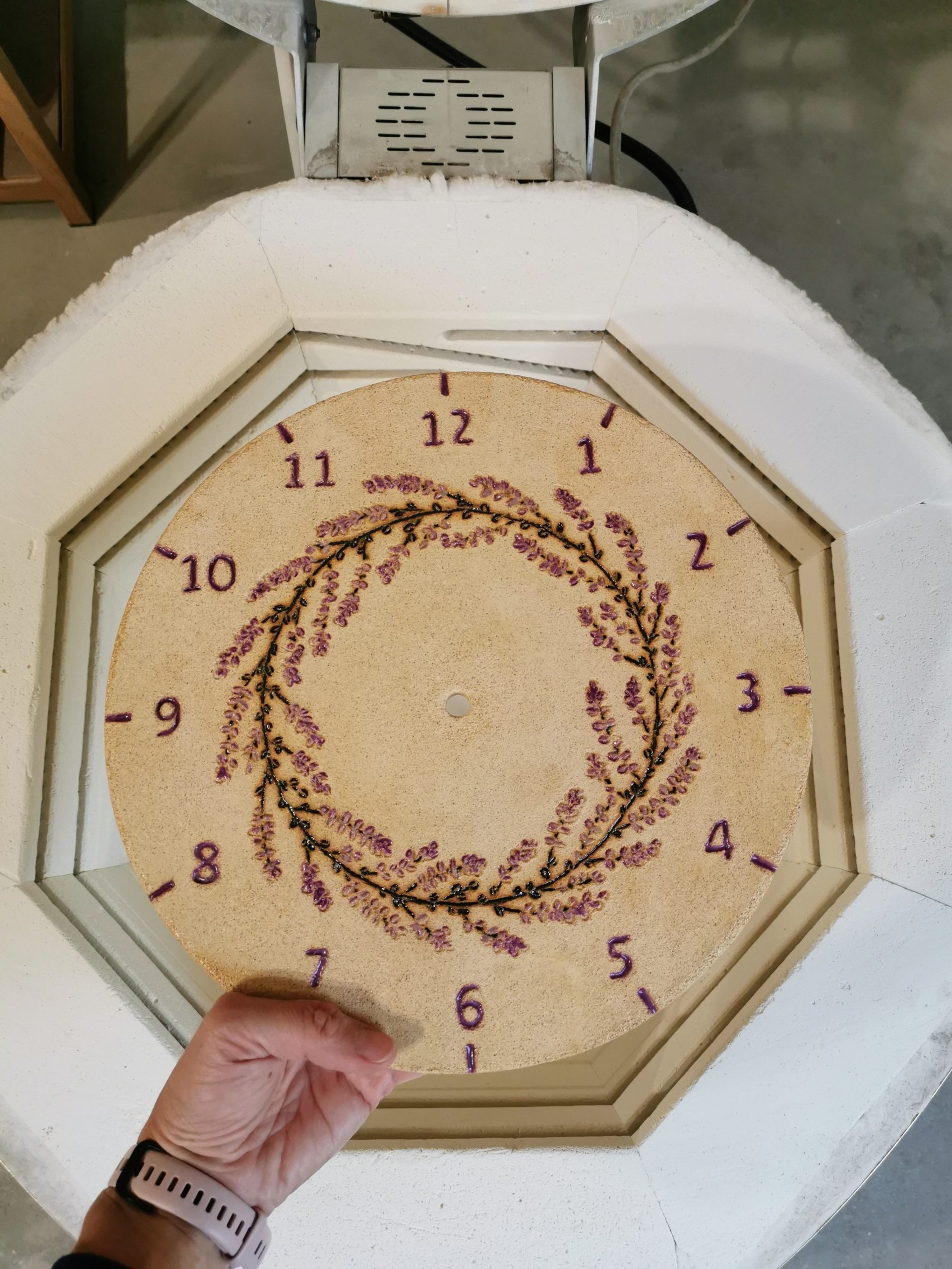 zegar lawendowy wianek eweolo ceramika