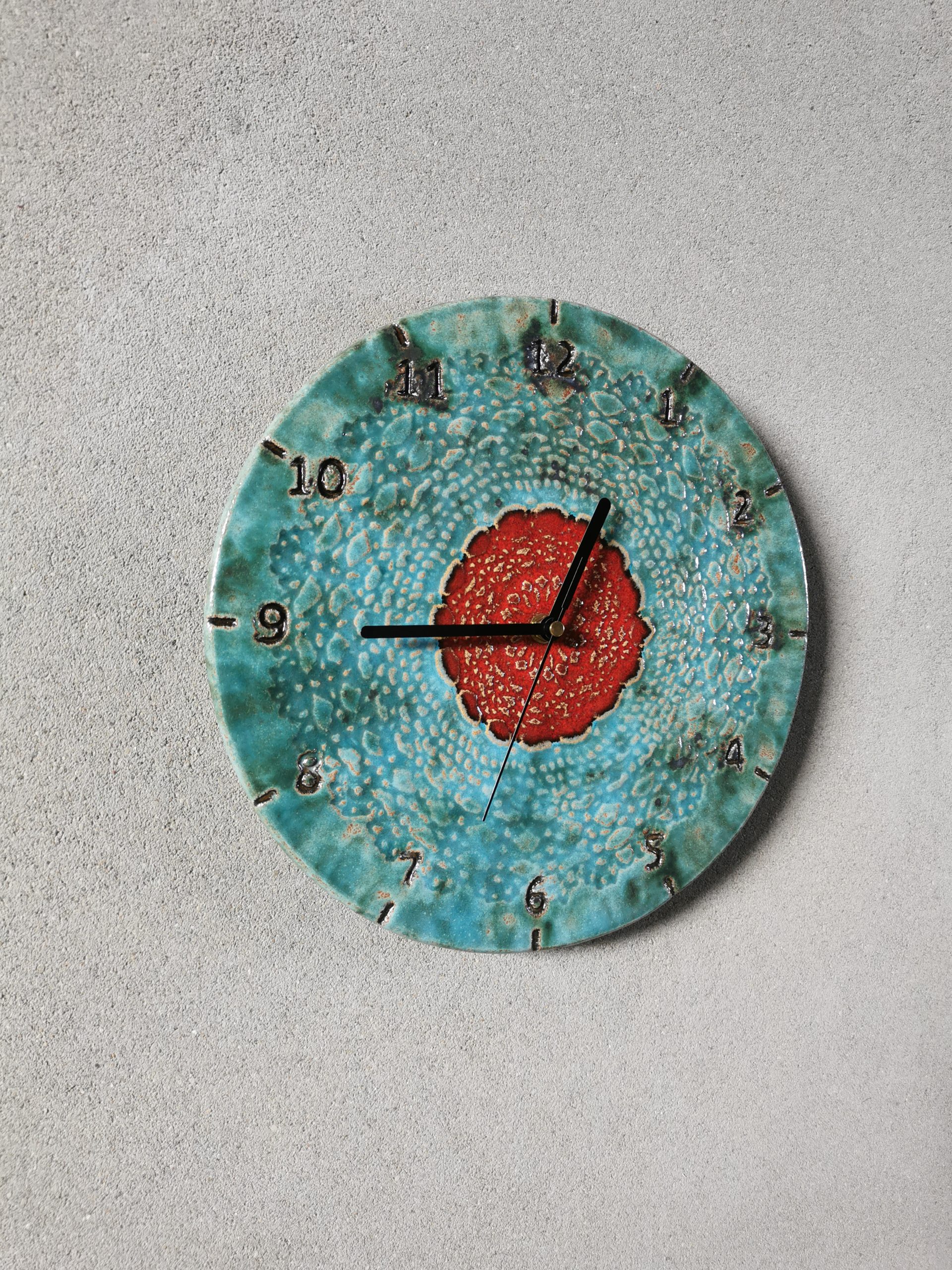 zegar ceramiczny niebiesko szary ombre