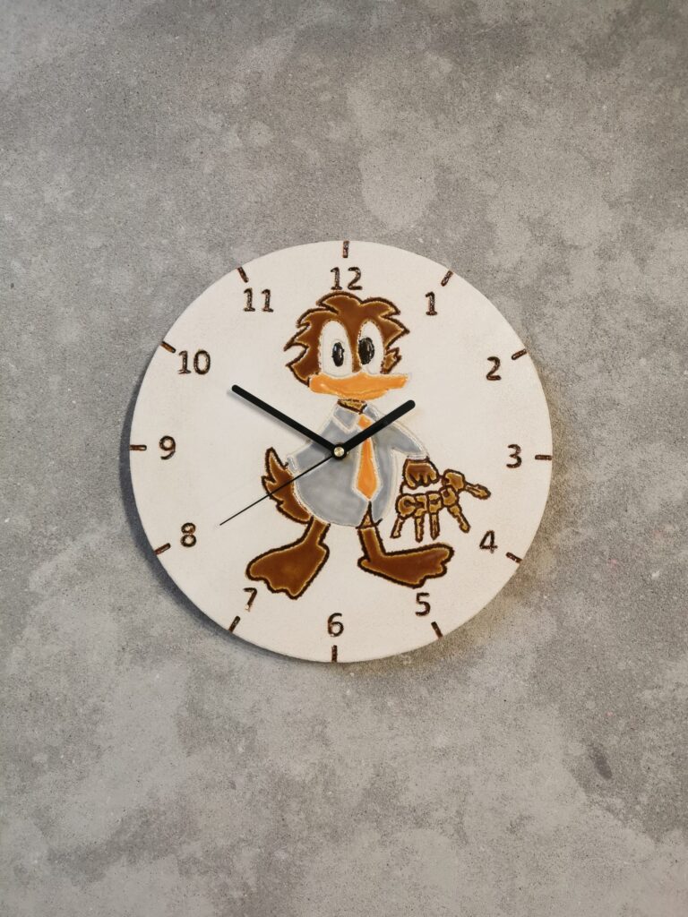 zegar kaczorek z kluczami ceramiczny zegar ścienny na zamówienie